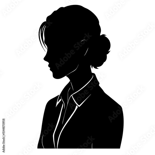 Elegant Woman Silhouette Profile, Businesswoman, Black and White Vector Illustration
