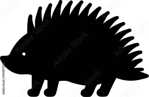 Hedgehog Silhouette Vector – Black Spiky Animal Icon