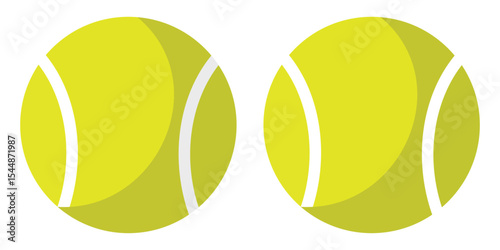 Two bright yellow tennis balls for sports, recreation, and athletic activities, perfect for court play.