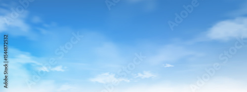 Sky Blue,Clouds Background,Horizon Sunrise Clear Sky over Sea Beach Summer,Nature landscape Sunny day before sunset in Winter,Vector cartoon spring panorama banner white cirrus cloud over ocean