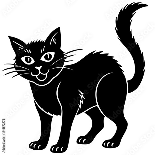 Spooky Cat Outline Design