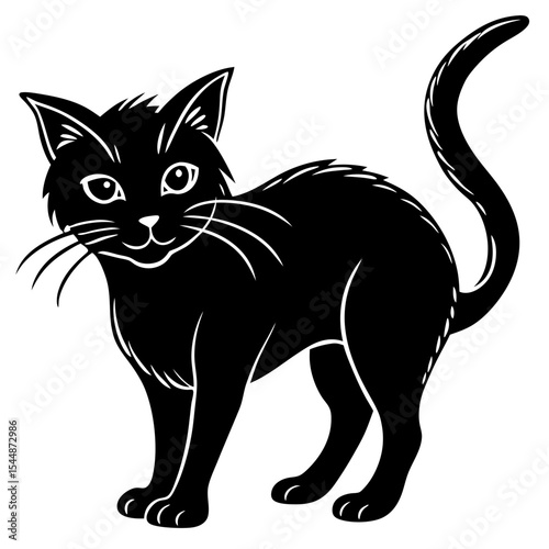 Spooky Cat Outline Design