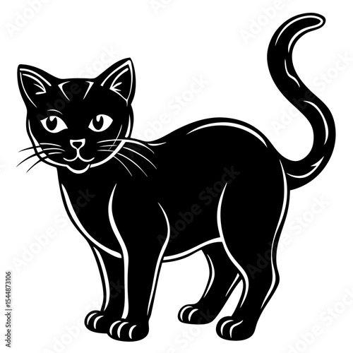 Spooky Cat Outline Design