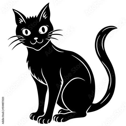 Spooky Cat Outline Design