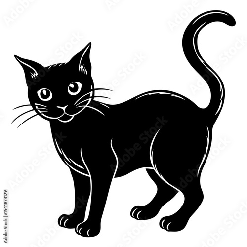 Spooky Cat Outline Design
