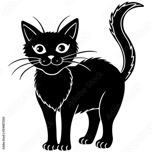Spooky Cat Outline Design