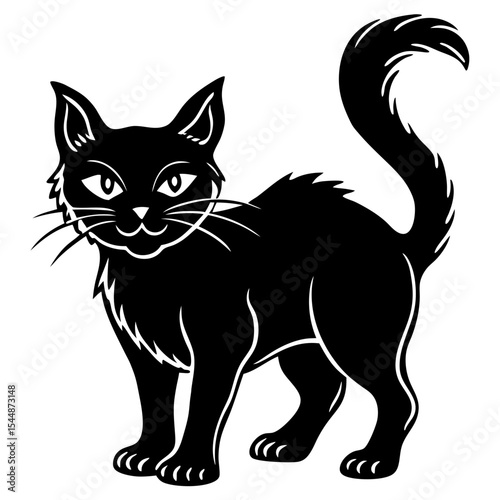 Spooky Cat Outline Design