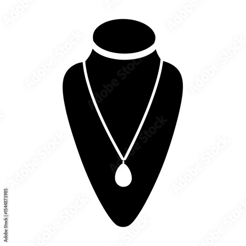 Silhouette of necklace on bust with pendant, jewelry simplicity elegance