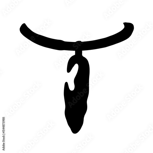 Silhouette of choker with driftwood pendant on white background, sustainable fashion accessory