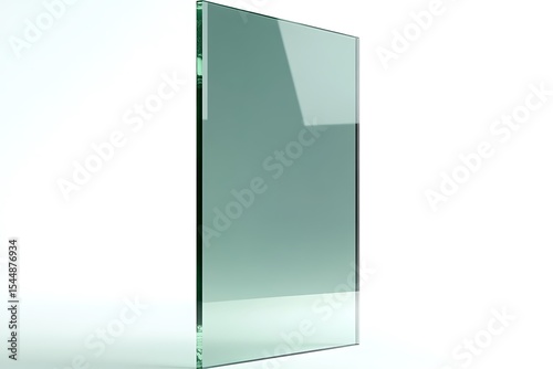 Crystal Clear Glass Pane Reflecting Light with White Background
