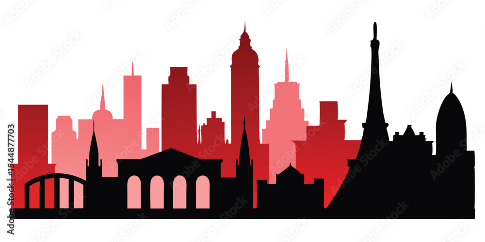 Obraz premium silhouette city skyline on white background