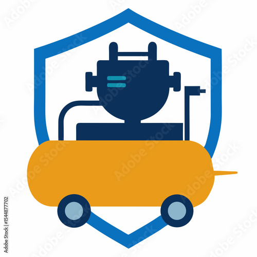 Portable air compressor icon in protective shield