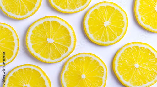 Sliced Lemon Pattern on White Background for Food Concept
