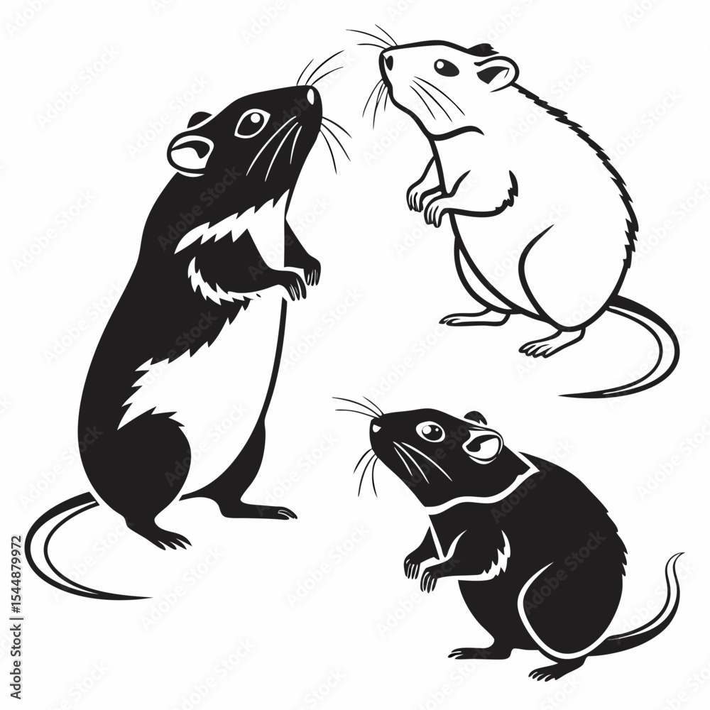 Fototapeta premium Hamsters Silhouette Vector Sheet - Accurate Proportions, Minimalist White Background