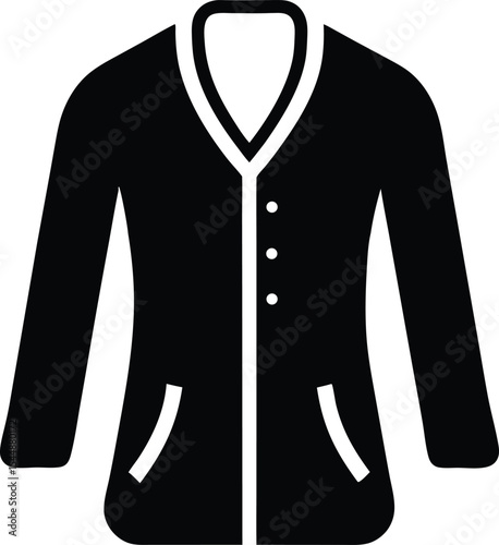 long sleeve button cardigan sweater fashion apparel outline icon