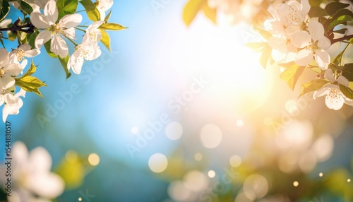 Spring blossoms in nature aesthetic floral scene bright sunshine tranquil environment serene viewpoint