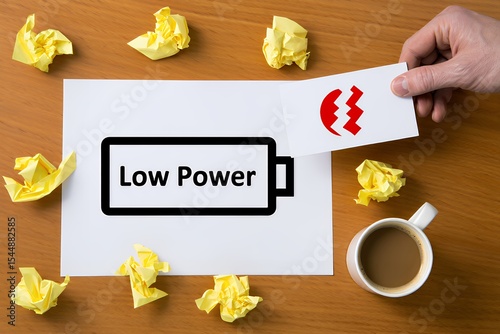Depicting Battery Indicator Displaying Low Power Levels and Empty