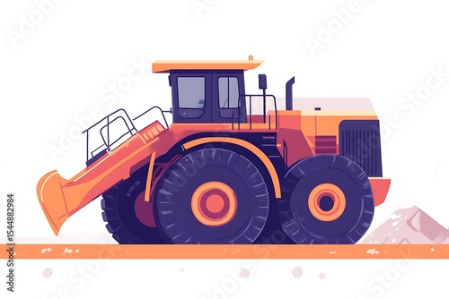 Digital Illustration of Large Orange and Yellow Loader with Pixelated Design