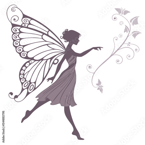 silhouette fairies on white background