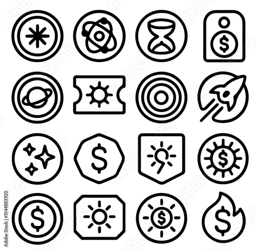 A set of modern graphic icons isolated on a plain background, perfectly suited for digital projects