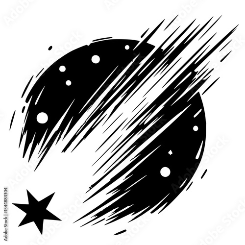 Falling meteor silhouette