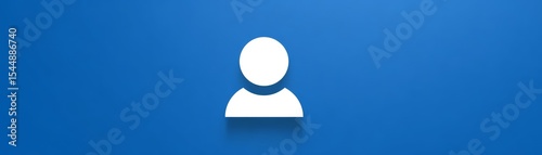 Striking white silhouette icon on vibrant blue background, symbol of human representation