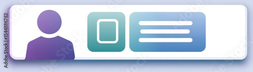 Modern user icon, blue and white circular symbol for profile, account settings, personalization