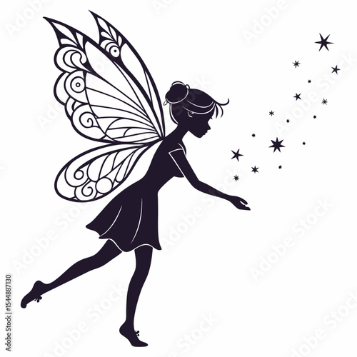 silhouette fairies on white background