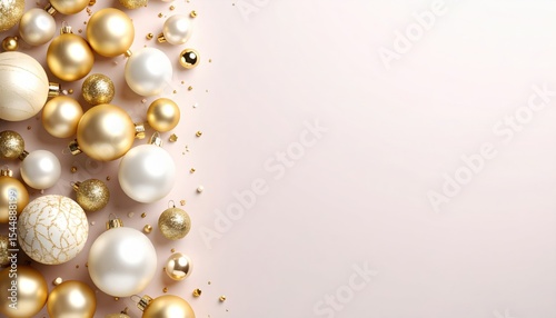 Festive holiday decorations home image of ornaments elegant background top-down view celebration themes