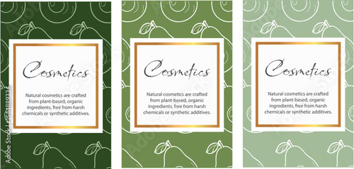 Set of blank cosmetic frames and labels. Beauty brand tag, salon sale sticker, spa quality mark, soap promotional badge, perfume shopping labels