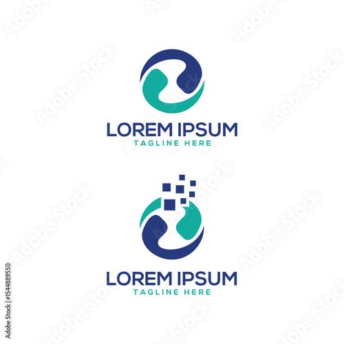 letter mark O modern logo design for technology pixel design
