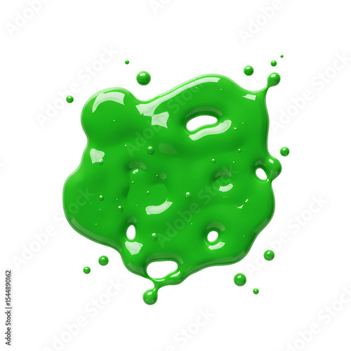 Emerald Splashes A Viscous Abstract Composition isolated on transparent background