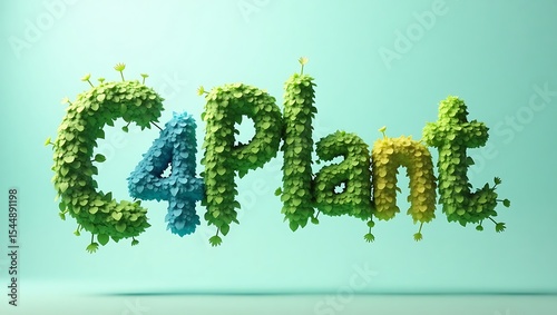 Creative leaf-themed typography of c4plant displayed against a light green background
