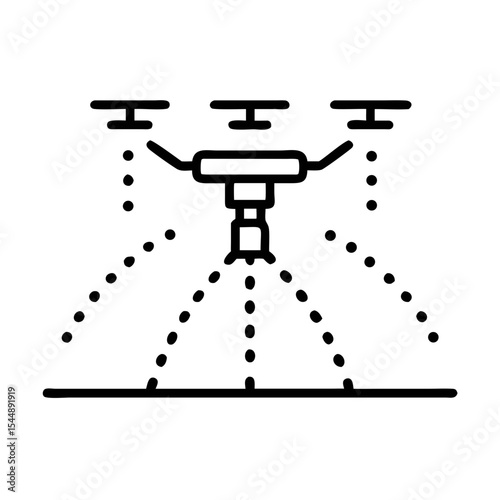 Automatic smart irrigation system with a water sprinkler watering a plant, concept of modern agriculture and gardening, vector illustration