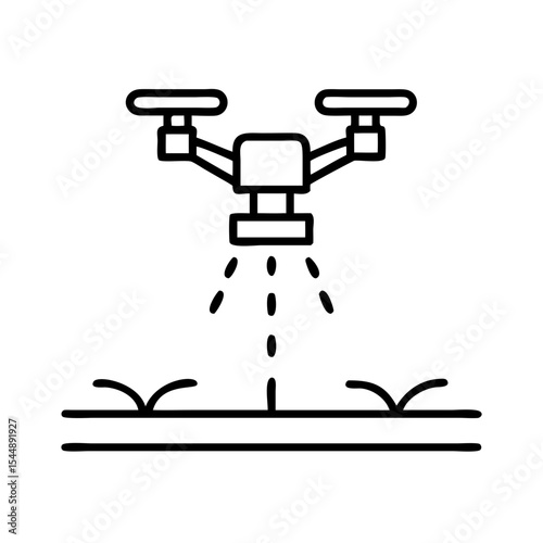 Automatic smart irrigation system with a water sprinkler watering a plant, concept of modern agriculture and gardening, vector illustration