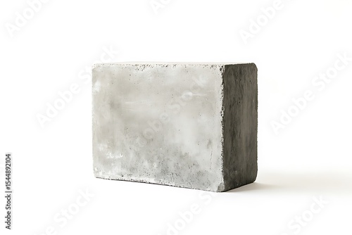 Gray Concrete Cinder Block with Rough Texture Isolated on a White Background
