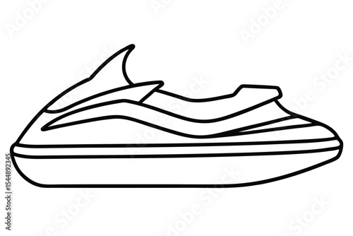 A modern jet ski simple line art coloring page for kids