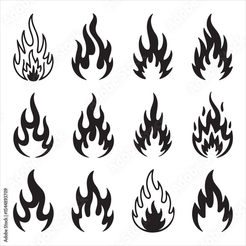 Black and White Flame Silhouette Icons with Symbolic Forgiveness Theme
