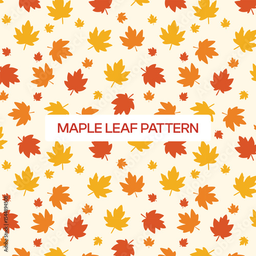 Maple Leaf Seamless Pattern in Red, Orange, and Yellow