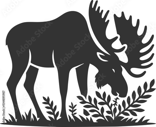 Forest animal moose vector black illustration silhouette