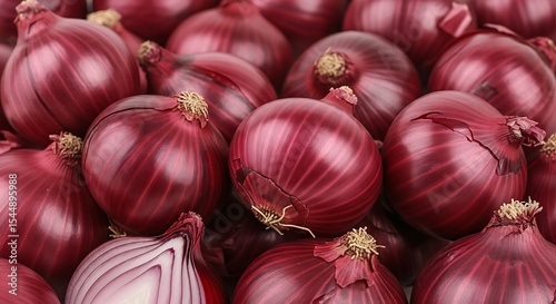 Close Up of Fresh Red Onions Background