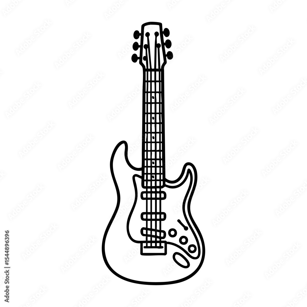 Naklejka premium エレキギター 線画 手書き