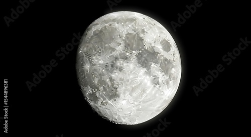 Detailed Lunar Surface View in Night Sky