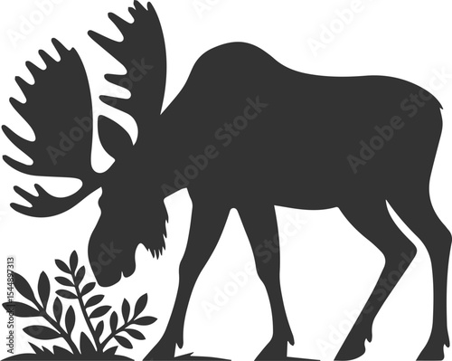 Forest animal moose vector black illustration silhouette