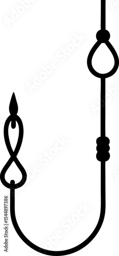 anchor and chain Fishing Hook Silhouette – Double Hook Icon with Rope – Vector Illustration