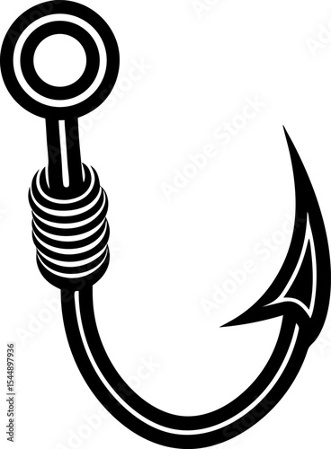 anchor and rope Fishing Hook Silhouette – Double Hook Icon with Rope – Vector Illustration