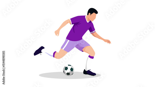 3D Soccer Player in Uniform Kicking Ball – Sports Action Vector Illustration Game Scene