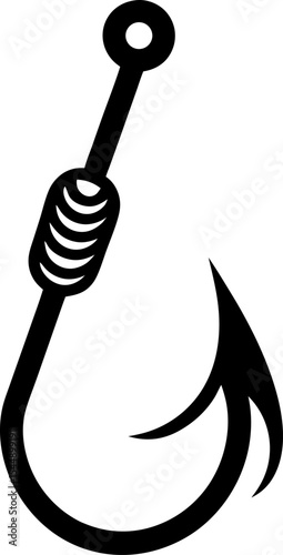 vector illustration of a fishing hook Fishing Hook Silhouette – Double Hook Icon with Rope – Vector Illustration