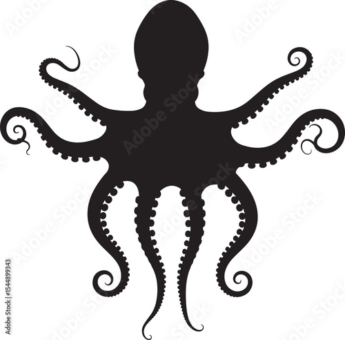 Ocean Cephalopod Silhouette Elegant Octopus Vector Illustration