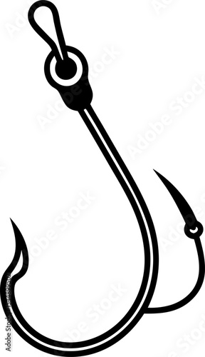 fishing hook vector illustration Fishing Hook Silhouette – Double Hook Icon with Rope – Vector Illustration